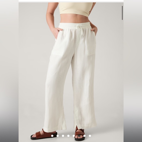ATHLETA Retreat Wide Leg Linen Pant in Calla Lily, Size Small ‼️SOLD OUT‼️ - Picture 7 of 11